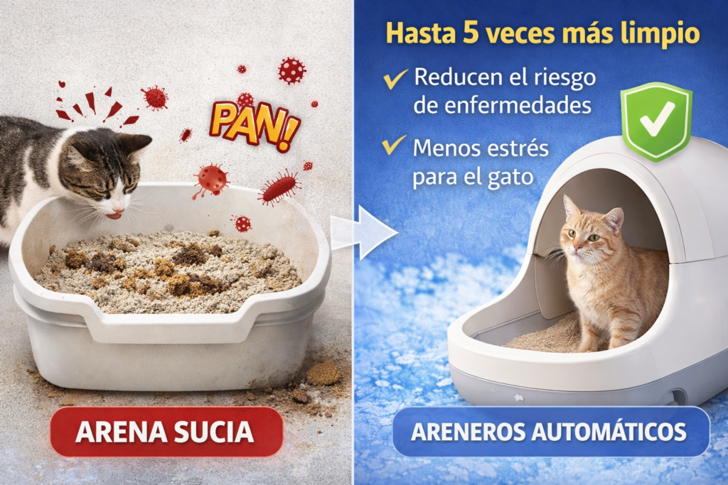areneros automáticos gatos